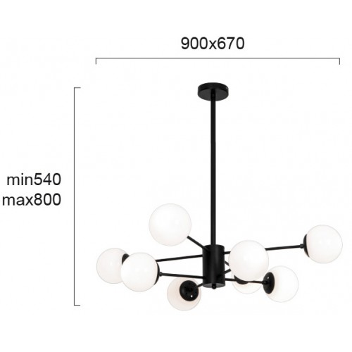 Κρεμαστό Φωτιστικό Πολύφωτο Μαύρο 8x G9 42W max ANOUK - Viokef