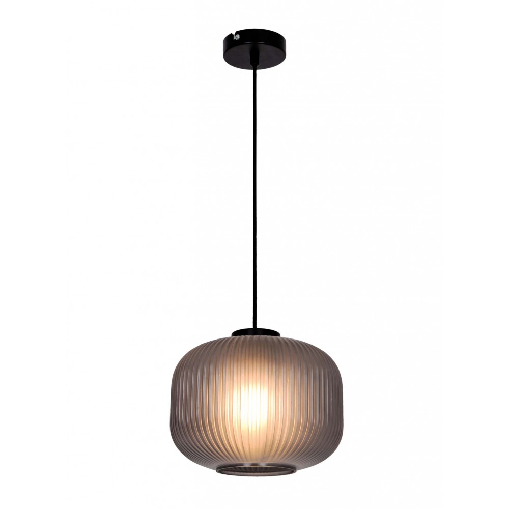 Κρεμαστό Φωτιστικό Μονόφωτο Με Οπάλ Φυμέ Γυαλί Φ35 1x E27 70W Astor - VIOKEF