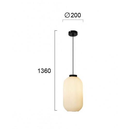 Κρεμαστό Φωτιστικό Μονόφωτο Με Οπάλ Λευκό Γυαλί Φ20 1x E27 70W Astor - VIOKEF