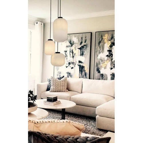 Κρεμαστό Φωτιστικό Πολύφωτο Με Οπάλ Λευκό Γυαλί 3x E27 70W Astor - VIOKEF