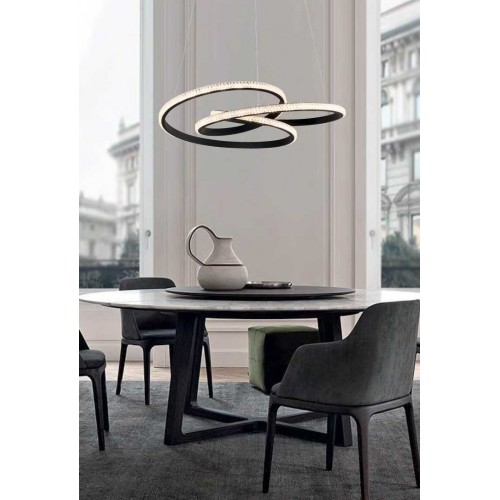 LED Κρεμαστό Φωτιστικό Μεταλλικό Μαύρο D52cm 40W BERLIN VIOKEF