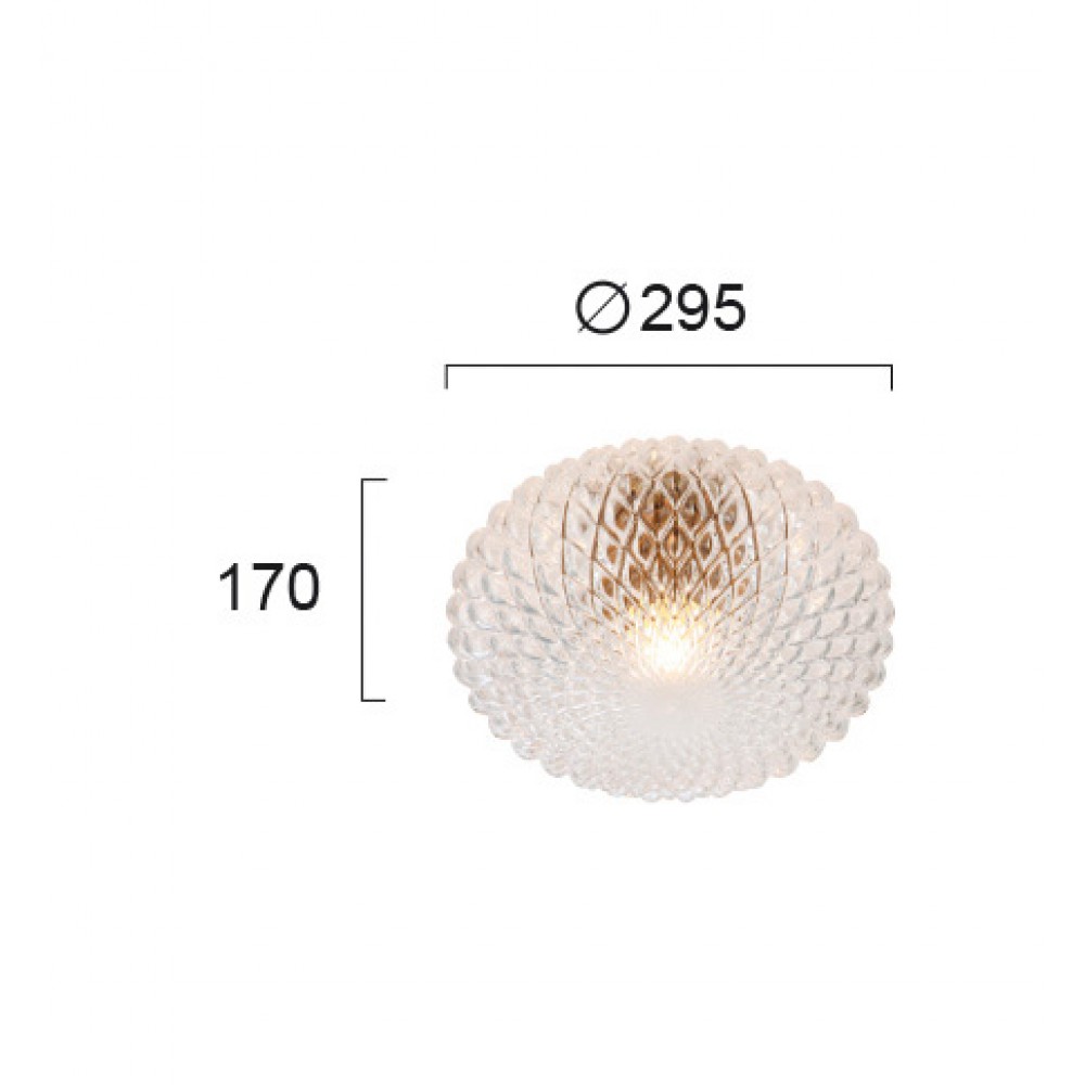 Πλαφονιέρα Με Μελί Γυαλί 1x E27 40W max ESTER - Viokef