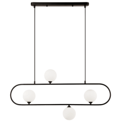 Κρεμαστό Μεταλλικό Φωτιστικό Σε Μαύρο Και Γυαλί Οπάλ Σατινάτο 4XG9 FANCY - VIOKEF