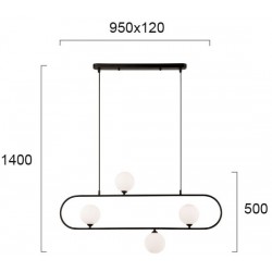 Κρεμαστό Μεταλλικό Φωτιστικό Σε Μαύρο Και Γυαλί Οπάλ Σατινάτο 4XG9 FANCY - VIOKEF