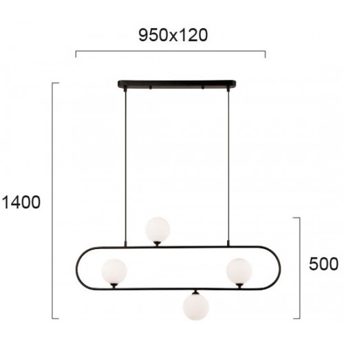 Κρεμαστό Μεταλλικό Φωτιστικό Σε Μαύρο Και Γυαλί Οπάλ Σατινάτο 4XG9 FANCY - VIOKEF