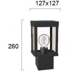 Στήλος Μαύρο Αλουμίνιο με Σκιάδιο Από Γυαλί H:260 1xE27 IP44 KEROS VIOKEF