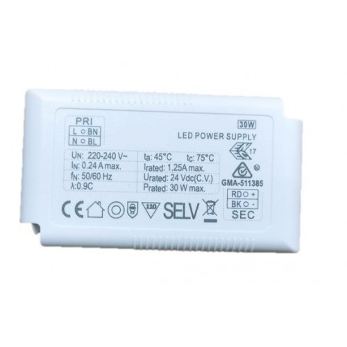 Power supply 24VDC 30W IP20 On-Off (Slim) Για Μαγνητική Ράγα Hoop - VIOKEF