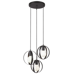 Κρεμαστό Μεταλλικό Φωτιστικό Τρίφωτο Σε Μαύρο Χρώμα 3x 60W E27 MALOU - VIOKEF