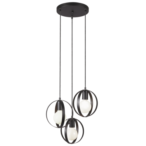 Κρεμαστό Μεταλλικό Φωτιστικό Τρίφωτο Σε Μαύρο Χρώμα 3x 60W E27 MALOU - VIOKEF