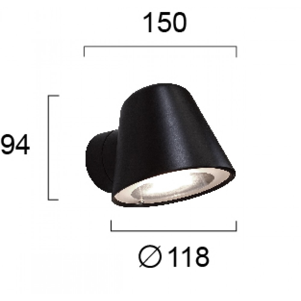 Απλίκα Εξωτερικού Χώρου Μαύρη Πλαστική IP44 1xGU10 Marc Pc - Viokef