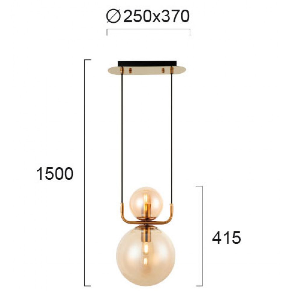 Κρεμαστό Φωτιστικό Δίφωτο Μελί Από Γυαλί 2xE27 MIRA - Viokef