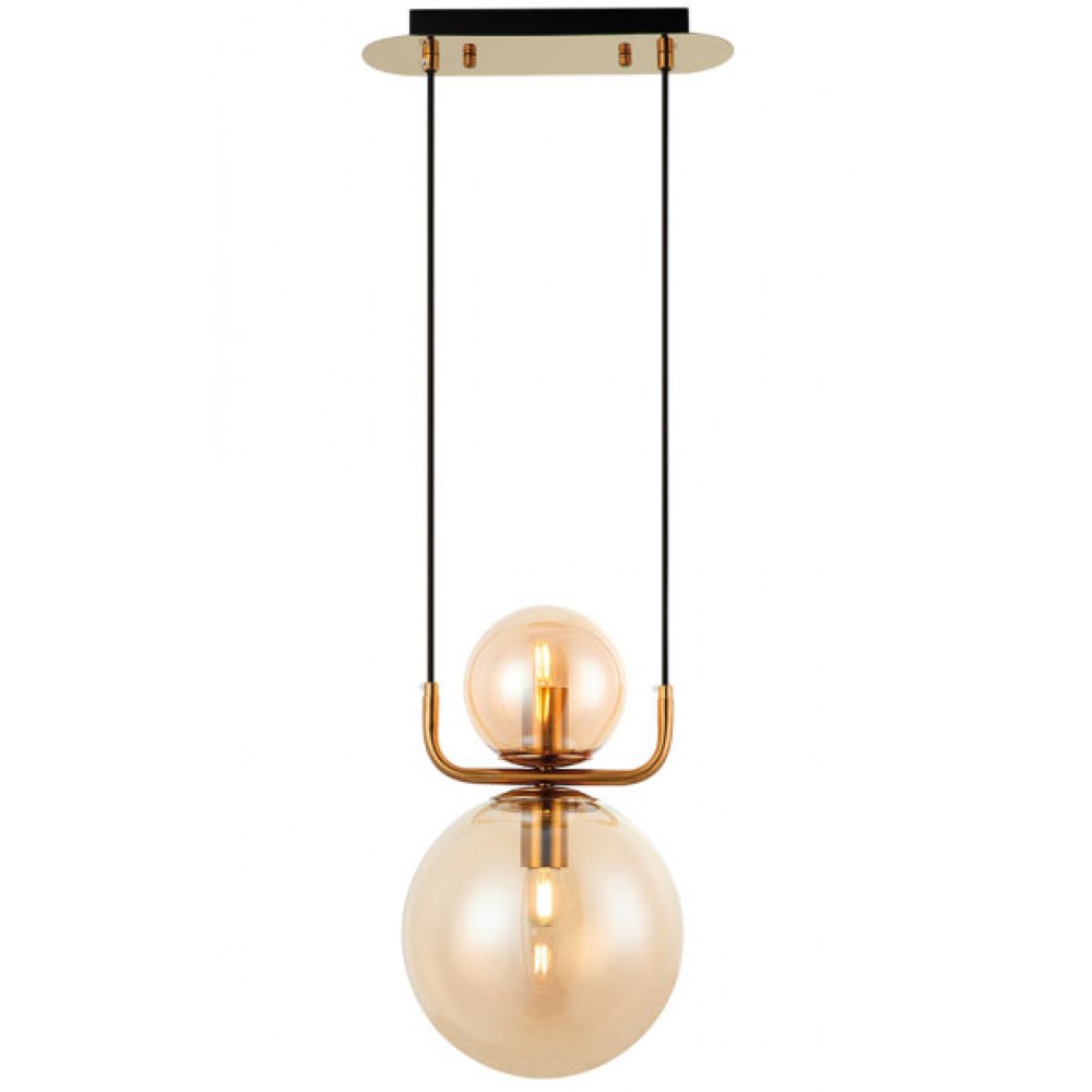 Κρεμαστό Φωτιστικό Δίφωτο Μελί Από Γυαλί 2xE27 MIRA - Viokef