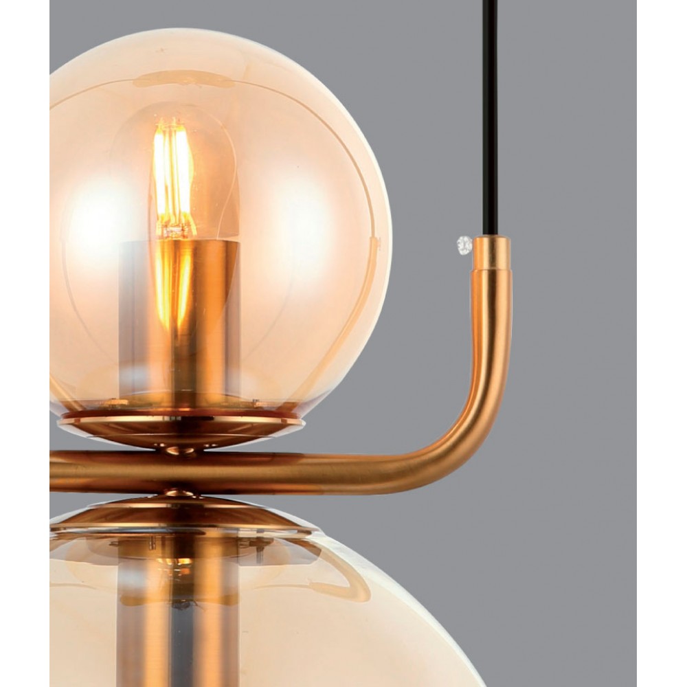 Κρεμαστό Φωτιστικό Δίφωτο Μελί Από Γυαλί 2xE27 MIRA - Viokef