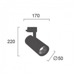 LED Φωτιστικό Αλουμινίου Για Track 4 Αγωγών / 3 Κυκλωμάτων ΜΑΥΡΟ, 10W 750Lm 3000K, Nestor Track VIOKEF