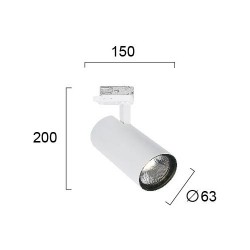 LED Φωτιστικό Αλουμινίου Για Track 4 Αγωγών / 3 Κυκλωμάτων, 15W 1200Lm 3000K, Λευκό Nestor Track VIOKEF