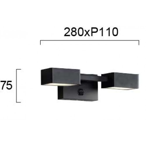 LED Φωτιστικό Τοίχου Μαύρο Μεταλλικό 12.6W NOSTO - VIOKEF