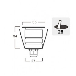 LED Χωνευτό Φωτιστικό Τοίχου Λευκό - 1W 95Lm IP67 ROYAL VIOKEF