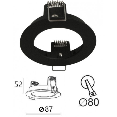 Βάση Σταθερή Στρογγυλή Σε Μαύρο Χρώμα -Απαιτείται LED Module - TOP-SPOT Viokef