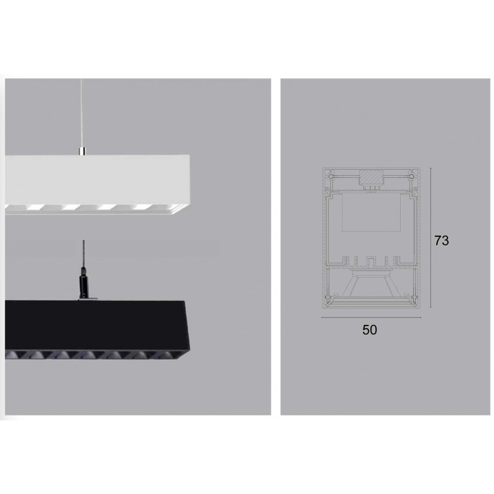 LED Κρεμαστό Γραμμικό Φωτιστικό Σε Μαύρο Χρώμα 36W 1410mm Με Διακόπτη Επιλογής Απόχρωσης Λευκού - TOPLINE VIOKEF