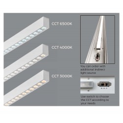 LED Κρεμαστό Γραμμικό Φωτιστικό Σε Λευκό Χρώμα 36W 1410mm Με Διακόπτη Επιλογής Απόχρωσης Λευκού - TOPLINE VIOKEF