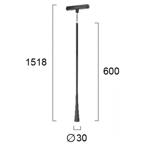 Μονόφωτο Μαύρο για Μαγνητική Ράγα Magnetic 6W 48VDC - VIOKEF