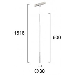 Μονόφωτο Λευκό για Μαγνητική Ράγα Magnetic 6W 48VDC - VIOKEF