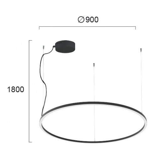 LED Κρεμαστό Γραμμικό Φωτιστικό Στρογγυλό Σε Μαύρο Χρώμα Ø90cm 3000K 48W VERDI VIOKEF