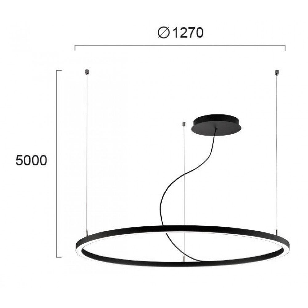 LED Κρεμαστό Γραμμικό Φωτιστικό Στρογγυλό Σε Μαύρο Χρώμα Ø127cm 61W 4000K VERDI VIOKEF