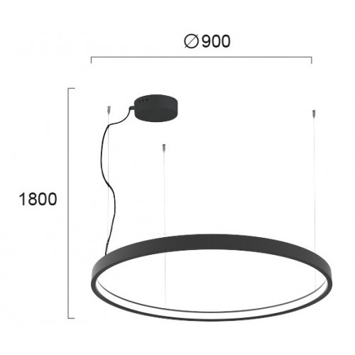 LED Κρεμαστό Γραμμικό Φωτιστικό Στρογγυλό Σε Μαύρο Χρώμα Ø90cm 54W 3000K VERDI VIOKEF