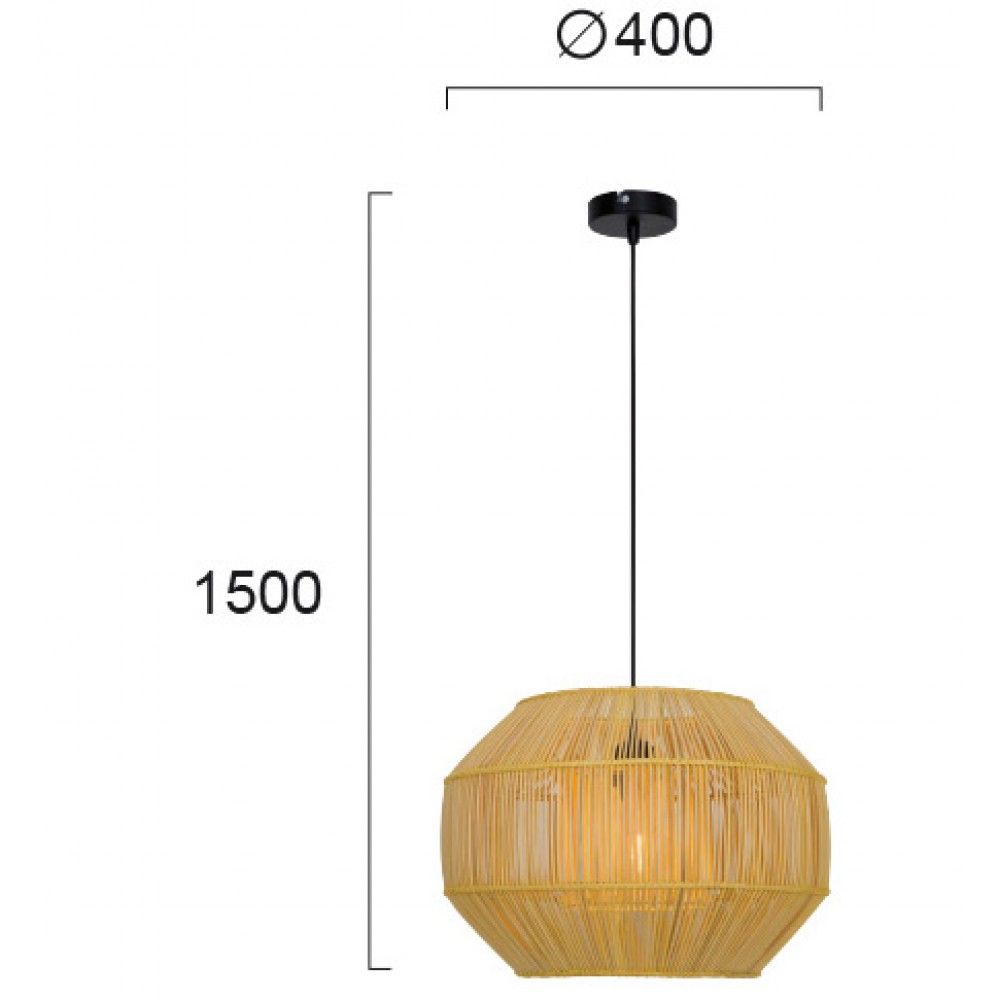 Κρεμαστό Φωτιστικό Από Rattan Ø40cm 1x E27 70W max ANTEO - Viokef