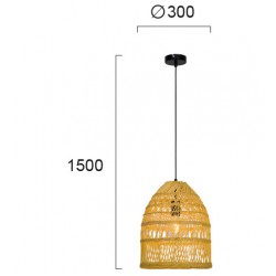 Κρεμαστό Φωτιστικό Από Rattan Ø30cm 1x E27 70W max ANTEO - Viokef