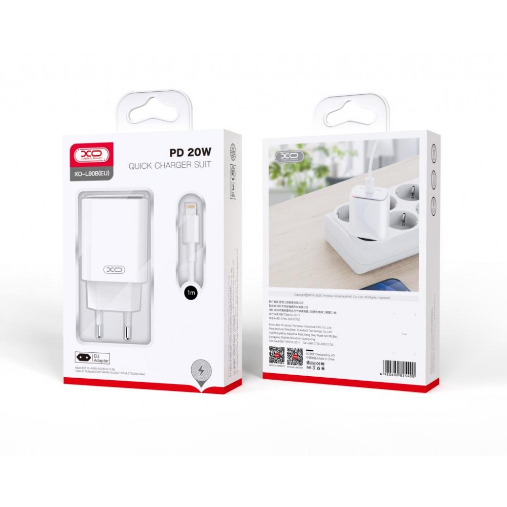 XO-L90B LIGHTNING ΤΡΟΦΟ∆ΟΤΙΚO-ΤΑΧΥΦΟΡΤΙΣΤΗΣ PD 20W ΜΕ ΜΕ ΚΑΛΩΔΙΟ LIGHTNING