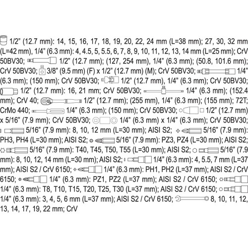 ΚΑΡΥΔΑΚΙΑ  ΚΑΣΕΤΙΝΑ 1/4” & 1/2” - 82 ΤΜΧ YT-12691
