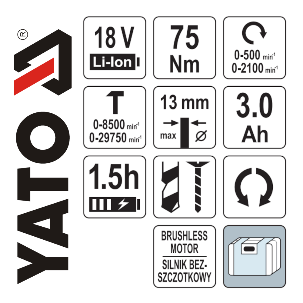 ΔΡΑΠΑΝΟΚΑΤΣΑΒΙΔΟ ΚΡΟΥΣΤΙΚΟ BRUSHLESS 18V 75Nm 1X3Ah YT-82790