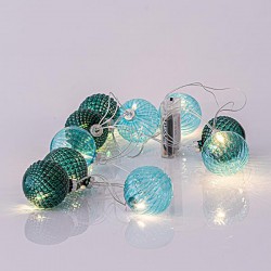 ΣΕΙΡΑ, 10 LED 5MM, ΜΕ ΠΡΑΣΙΝΕΣ ΓΥΑΛΙΝΕΣ ΜΠΑΛΕΣ 6CM, ΜΠΑΤΑΡΙΑΣ, ΔΙΑΦΑΝΟ ΚΑΛΩΔΙΟ, ΘΕΡΜΟ ΛΕΥΚΟ, ΑΝΑ 15CM, ΠΡΟΕΚΤΑΣΗ ΠΑΡΟΧΗΣ 50CM, IP20