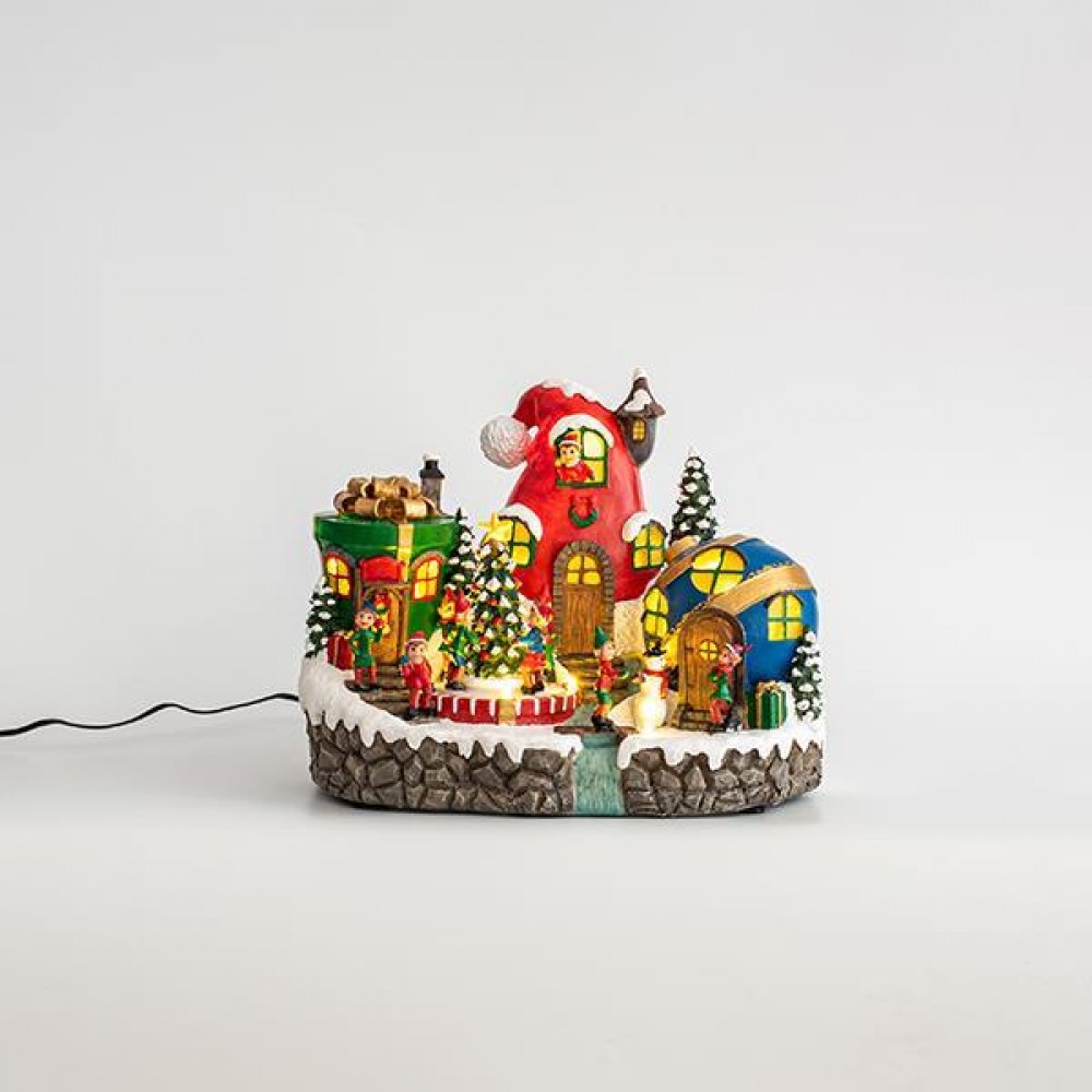 ΧΩΡΙΟ ΞΩΤΙΚΩΝ, 11 LED, ΜΕ ΜΕΤΑΣΧΗΜΑΤΙΣΤΗ, ΜΕ ΚΙΝΗΣΗ, 31x23x24cm Magic Christmas