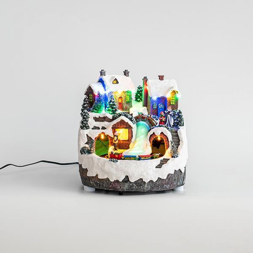 ΧΩΡΙΟ ΧΙΟΝΙΣΜΕΝΟ ΜΕ ΤΡΕΝΟ, 13 LED, ΜΕ ΜΕΤΑΣΧΗΜΑΤΙΣΤΗ, ΜΕ ΚΙΝΗΣΗ, 22X22X21CM Magic Christmas