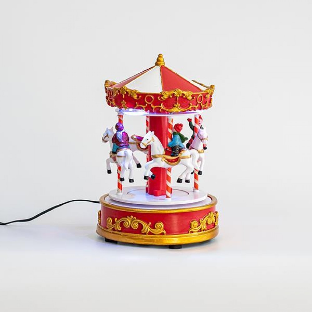 ΚΟΚΚΙΝΟ ΚΑΡΟΥΖΕΛ, 3 LED, ΜΕ ΜΕΤΑΣΧΗΜΑΤΙΣΤΗ, ΜΕ ΚΙΝΗΣΗ, 16x16x22cm Magic Christmas