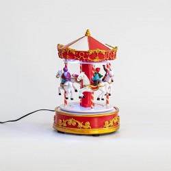 ΚΟΚΚΙΝΟ ΚΑΡΟΥΖΕΛ, 3 LED, ΜΕ ΜΕΤΑΣΧΗΜΑΤΙΣΤΗ, ΜΕ ΚΙΝΗΣΗ, 16x16x22cm Magic Christmas