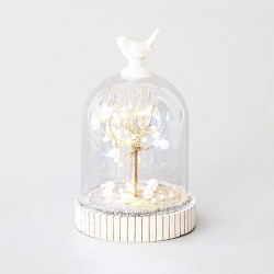 ΓΥΑΛΙΝΟΣ ΘΟΛΟΣ, ΜΕ ΠΟΥΛΑΚΙ ΚΑΙ ΔΕΝΤΡΟ ΑΠΌ ΠΕΡΛΕΣ, 12 LED, 11,6x18cm Magic Christmas