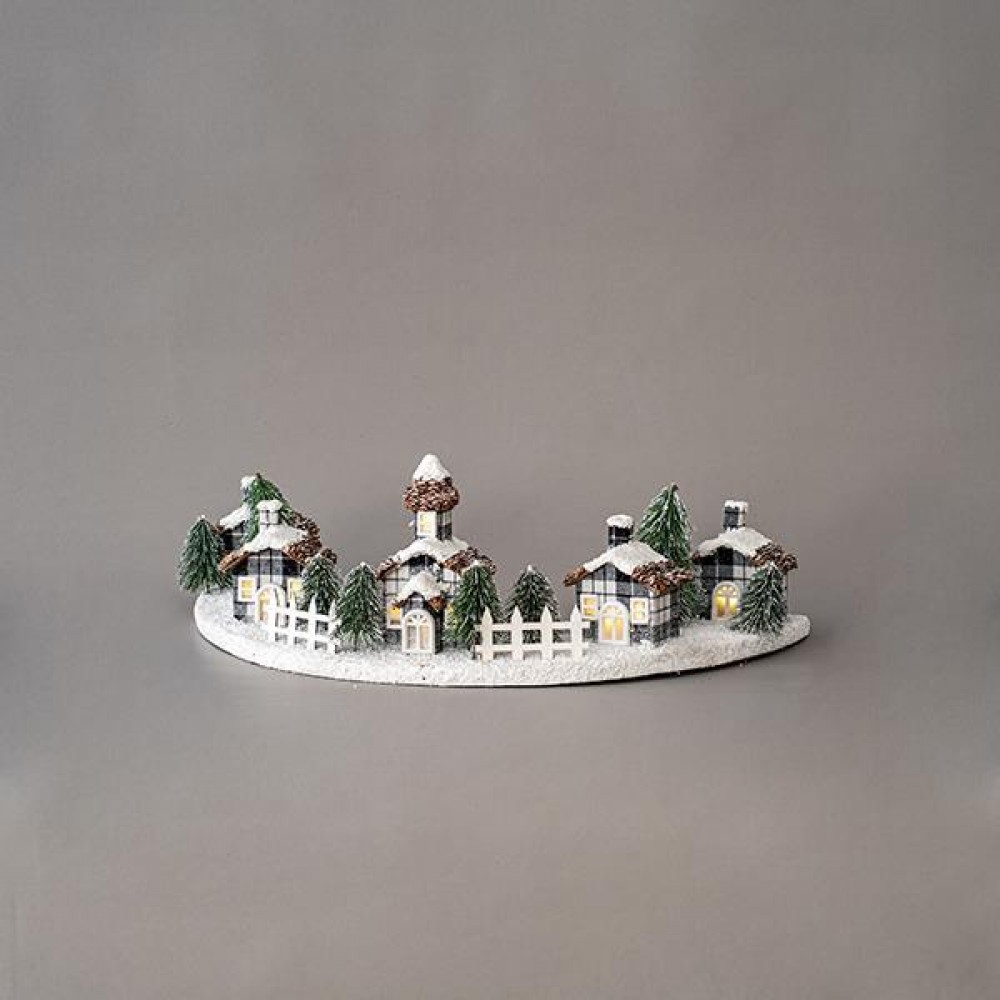 ΗΜΙΚΥΚΛΙΟ ΦΩΤΙΖΟΜΕΝΟ ΔΙΑΚΟΣΜΗΤΙΚΟ, 11 LED, ΜΕ ΣΠΙΤΑΚΙΑ, 61X31X21CM Magic Christmas