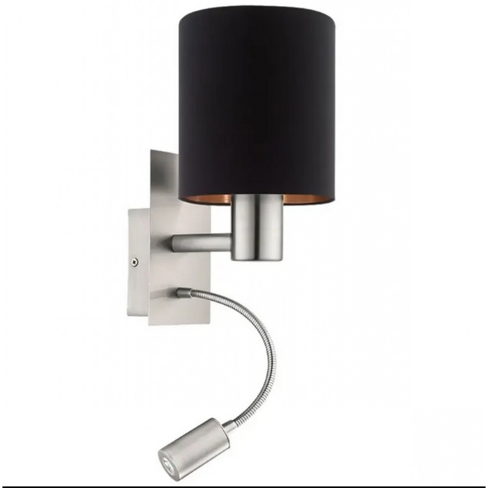 Φωτιστικό Τοίχου Σε Μαύρο Χρώμα Χάλκινο Με Βοηθητικό LED, 1x 40W E27 PASTERI Eglo