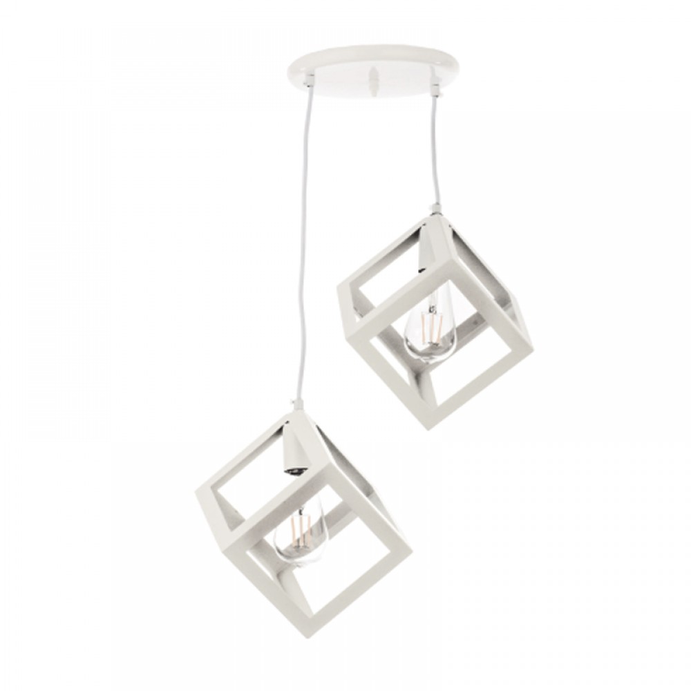 InLight Κρεμαστό φωτιστικό από λευκό μέταλλο 2XE27 D:20cm (4400-2-WH-ΡΟΖΕΤΑ)