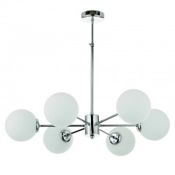 InLight Κρεμαστό φωτιστικό από χρώμιο μέταλλο και λευκή οπαλίνα 6XG9 D:55cm (5321-6)