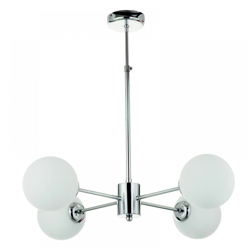 InLight Κρεμαστό φωτιστικό από χρώμιο μέταλλο και λευκή οπαλίνα 4XG9 D:45cm (5321-4)