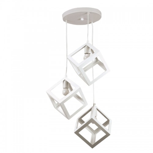 InLight Κρεμαστό φωτιστικό από λευκό μέταλλο 3XE27 D:30cm (4400-3-WH-ΡΟΖΕΤΑ)