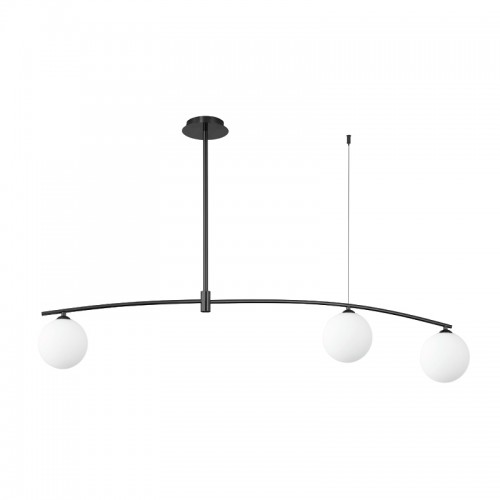 InLight Κρεμαστό φωτιστικό από μαύρο μέταλλο και λευκή οπαλίνα 3XG9 D:110cm (6037-3)