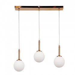 InLight Κρεμαστό φωτιστικό από χρυσαφί μέταλλο και λευκή οπαλίνα 3XG9 D:60cm (4016-3-RAIL)