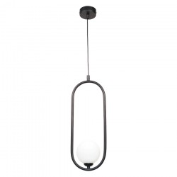 InLight Κρεμαστό φωτιστικό σε μαύρη απόχρωση και λευκή οπαλίνα 1XG9 D:40cm (4021-BL)