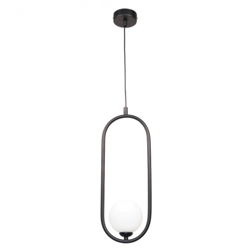 InLight Κρεμαστό φωτιστικό σε μαύρη απόχρωση και λευκή οπαλίνα 1XG9 D:40cm (4021-BL)